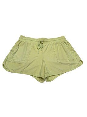 Athletic Works Shorts Pastel Yellow Poly Spandex Drawstring Pockets Women's L